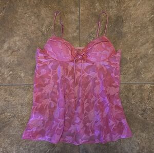 Pink Floral Detailed Lingerie Nightie